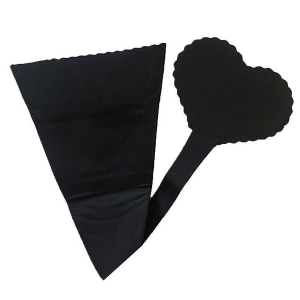 Strapless Valentine Panty Black Medium Heart Thong for Women